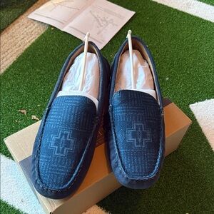 Pendleton Navy Patterned Slip-On Loafers - Slippers